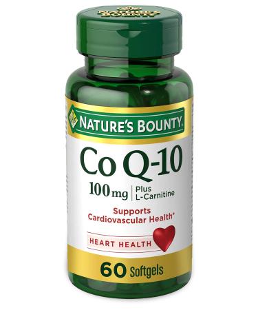 CoQ10 by Nature's Bounty, Dietary Supplement, Supports Heart Health, 100mg Plus L-Carnitine, 60 Softgels 60 Count (Pack of 1)