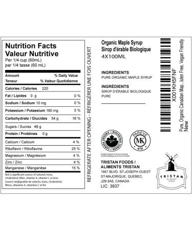 Pure Organic Canadian Maple Syrup (4 X 100ml Bottles.) All-Natural Grade-A Light Amber | Delicious Sweetness | No Preservatives Gluten Free Vegan Friendly - Buy Online on GoSupps.com
