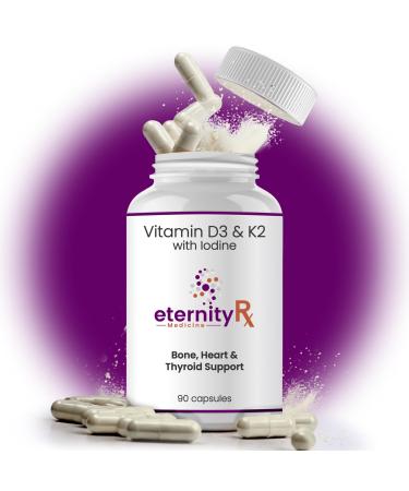 Eternity Medicine Rx Vitamin D3 K2 5000 IU High Potency D3 and K2 Supplement for Bone Heart & Immune Support Doctor Formulated 90 Easy-to-Swallow Capsules Non-GMO USA Made
