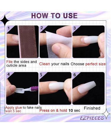 Ezpieces Fake Nails: Long Coffin French Acrylic Extra Long French Tip 24PCS Set - Blue Lover | Press On Nails with Glue for Women, Daily & Party Wear - Buy Online on GoSupps.com
