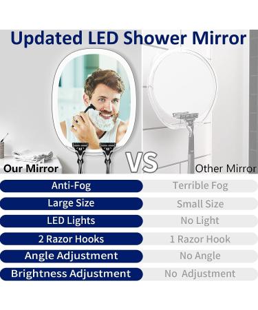 TOUCHFEEL Fogless Shower Mirror for Shaving and Makeup | Lighted, Fog Free Bathroom Mirror with Razor Holders | 3 Color Light Brightness Adjustment | Black - Buy Online on GoSupps.com