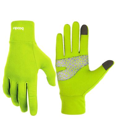 BOODUN Light sports gloves Warm up Running Gloves Unisex Sport Gloves Slim Walking Gloves for women and men with touchscreen function anti-slip green S/M