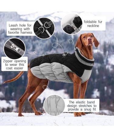 Kuoser Waterproof Dog Coat - Warm Cold Weather Jacket for Small & Medium Dogs | Cozy Fleece-Lined Reflective Vest | S Black - Buy Online on GoSupps.com