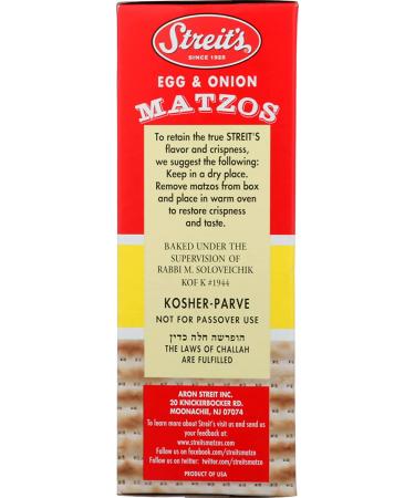 Streit's Matzos Egg & Onion Unleavened Bread Cracker - 11 oz (Pack of 1) - Buy Online on GoSupps.com