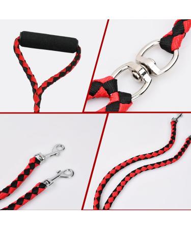 Tibapla Double Dog Leash - Reinforced Padded Handles for Small to Large Dogs - Healing & Training - 10mm x 140cm (Red) - International Shipping - Buy Online on GoSupps.com