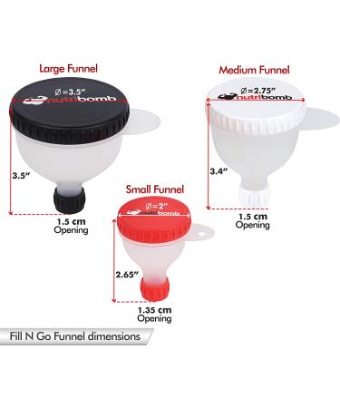 Nutribomb Medium Fill N Go - Protein Funnel - Supplement Funnel - Water Bottle Funnel - Travel Container for Gym Or Work (4) - Buy Online on GoSupps.com