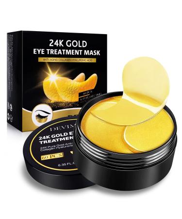 Devimic 24K Gold Eye Mask  30 Pairs Under Eye Masks for Dark Circles and Puffiness Treatment  Under Eye Patches for Puffy Eyes and Eye Bags  Gel Eye Mask Eye Pads for Face Skin Care