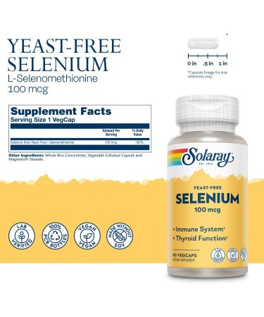 Solaray Yeast Free Selenium 100mcg - Immune & Thyroid Support - 90 VegCaps - Buy Online on GoSupps.com