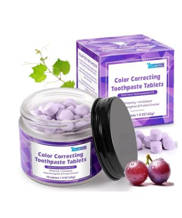 Hydroxyapatite Solid Toothpaste Tablets for Teeth Whitening, Breath Freshening, Tooth Enamel Protection, Coconut Oil, Xylitol, Travel Friendly Dental Care (70 Tablets)