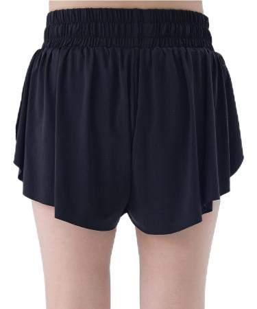 Girls 2-in-1 Athletic Butterfly Skort with Pockets - Black XS | Youth Teen Kids Running Sports Dance Shorts - Buy Online on GoSupps.com