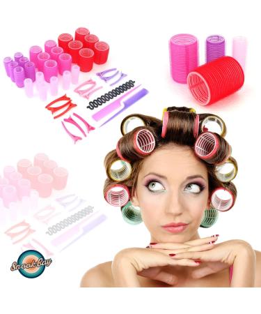 SnookBay 39 Pcs Hair Rollers Set - Heatless Self Grip Velcro Curlers, Duckbill Clips, Combs, Braiding Device - Storage Bag Included (15mm 25mm 36mm 48mm) - Buy Online on GoSupps.com