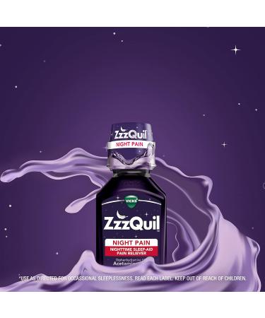 Vicks ZzzQuil Nighttime Pain Relief Sleep Aid Liquid - Max Strength Non-Habit Forming 12 fl oz - International Shipping Available - Buy Online on GoSupps.com
