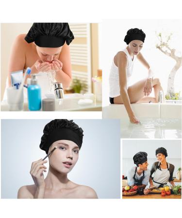 Arqumi Silk Bonnet Set - Large Silk Hair Wrap for Sleeping | Adjustable Satin Bonnet Sleep Cap for Long Curly Thick Black Hair | 2PCS Black - Buy Online on GoSupps.com
