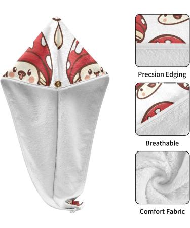 Super Absorbent Red Mushrooms Hair Towel 2 Pack | Quick Drying Turbans for Women & Girls - Perfect for Fast Hair Drying - Buy Online on GoSupps.com