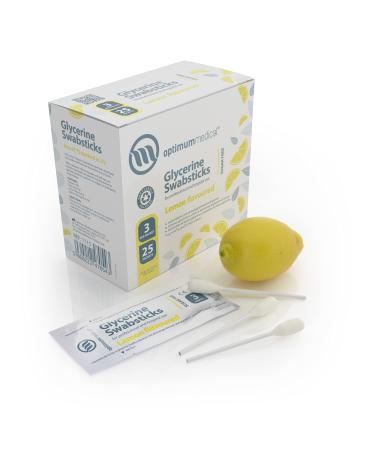Optimum Medical Glycerin Swabsticks (x75) Lemon or Blackcurrant Flavour Pleasant Tasting Sugar Free Swab Sticks for Dry Mouth Relief and Dental Hygiene (Lemon - Box of 75)
