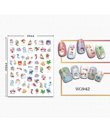 KALEFUL Christmas Nail Stickers 12 Sheets Self-Adhesive Nail Decal Santa Claus Gnome Snowflake Snowman Elk Winter Nail Art Decoration Design Supplies - Buy Online on GoSupps.com