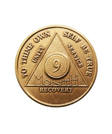 9 Month Bronze AA (Alcoholics Anonymous) - Sober / Sobriety / Birthday / Anniversary / Recovery / Medallion / Coin / Chip by Generic
