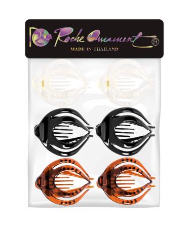 RC Roche Ornament 6 Pcs Womens Clutcher Banyan Leaf French Eyelet Hair Clip - Clear Brown/Black (Pack of 6) - Buy Online on GoSupps.com