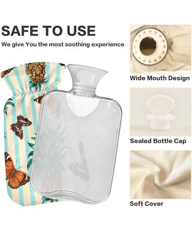 Naanle Streak Butterfly Pineapple Water Bottle 2L - Transparent Hot Water Bottle with Cover for Pain Relief & Therapy - Buy Online on GoSupps.com