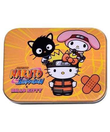 Naruto children's plaster licensed product - 4 pieces - metal box - 24 plaster - beautiful design plaster storage box for children - suitable for backpack - handbag naruto 4 pieces