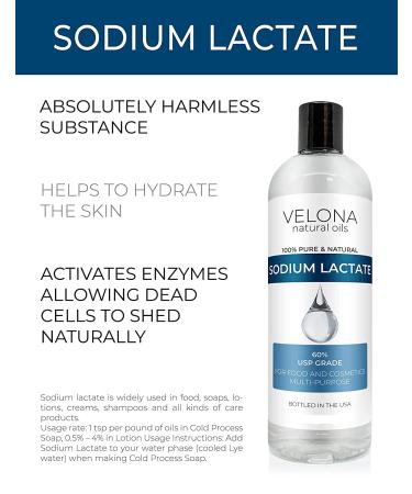 Velona 60% Sodium Lactate 16 oz - USP Grade Natural Preservative for Soap Making & Lotions | pH Regulator, Glycerin Substitute | Keeps Skin Moisturized | Hardens Soap Bars - Buy Online on GoSupps.com