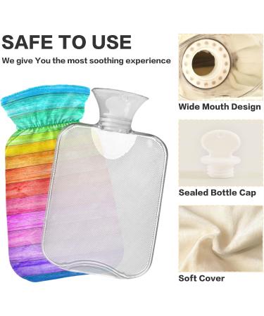 Rainbow Wooden Heat Bottle with Cover - 1L Hot Water Bottle for Bed Hand & Feet | Naanle Heat & Cold Therapy - Buy Online on GoSupps.com
