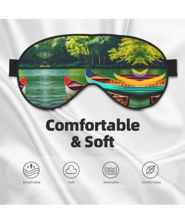 Lake with Boats Canoes Soft Sleep Eye Mask - Breathable Travel Eye Patch for Women | Relax & Unwind - Buy Online on GoSupps.com