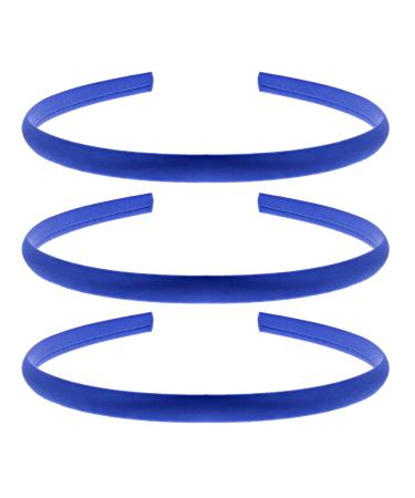 Zac's Alter Ego Royal Blue School Hair Accessories - Headband Scrunchie Elastic Clips etc.. Set of 3 10mm Satin Alicebands