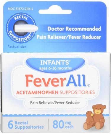 FeverAll Infant Suppositories 80mg 6 ea - 2pc