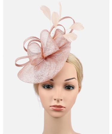 Z&X Women's Sinamay Fascinator Pillbox Headband Hair Clip Cocktail Tea Party Hat 035 Nude Pink One Size - Buy Online on GoSupps.com