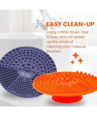RE-NU Makeup Brush Cleaning Pad - Silicone Cosmetic Cleaning Mat | Suction Cup Design | Effortlessly Remove Dirt Oil & Residue (Orange) - International Shipping Available - Buy Online on GoSupps.com