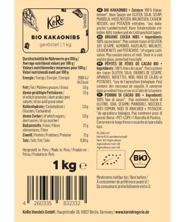 Koro Bio Kakaonibs 1 kg - Organic Roasted Cocoa Beans | Herb & Chocolate | Fiber-Rich Snack - Buy Online on GoSupps.com