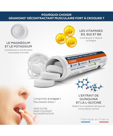 GRANIONS Heavy Chewable Muscle Relaxer | Quick Relief from Cramps Saches Tension and Muscle Fatigue | Potassium Magnesium Minerals | Vitamin B6 | Sugar Free Apple Flavor - Buy Online on GoSupps.com