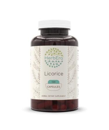 HerbEra Licorice 120 Capsules, 1000 mg, Made with Licorice (Glycyrrhiza Glabra) Dried Root (120 Capsules) 120 Count (Pack of 1)