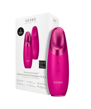 Geske |SmartAppGuided Warm & Cool Eye Energizer |6 in 1 |Eye massager |Massage device against dark circles |Remove tear bags and loopholes |Electrical eye massage Magenta