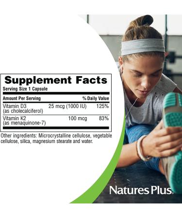 Nature's Plus Vitamin D3 & K2 Supplement - 90 Capsules for Immune Support - Buy Online on GoSupps.com