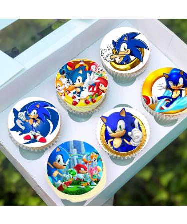 24 x Pre-Cut Sonic 1 Edible Stand up Wafer Paper Cupcake Toppers Cake Decorations Birthday Party - Buy Online on GoSupps.com
