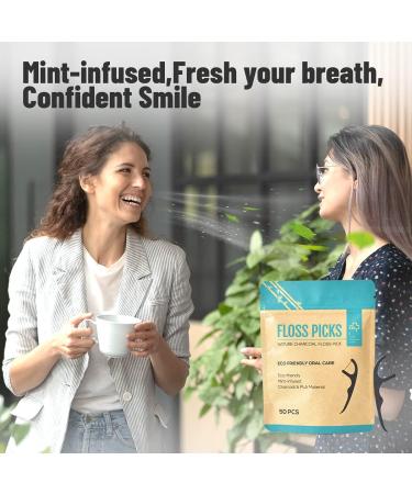 Y-Kelin Vegan Dental Floss Picks - Eco-Friendly Black Bamboo Charcoal Toothpicks (100 Pcs Pack of 2) for Fresh Minty Oral Care - Buy Online on GoSupps.com
