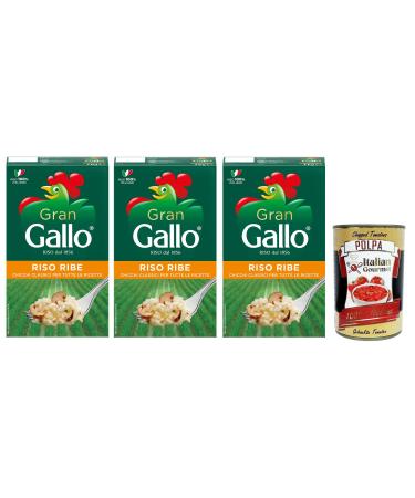 Italian Gourmet E.R. Gran Gallo Riso Ribe - 100% Italian Rice - Ideal for any type of recipe - Cooking time 15 minutes - 1kg pack + 400g box