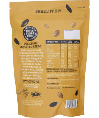 Honey Roasted Sweet Mix of Sunflower & Pumpkin Seeds 450g - Gluten & Wheat-Free Protein Snack with Fibre & Vitamin E for Kids & Adults | Munchy Seeds - Buy Online on GoSupps.com