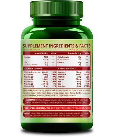 Himalayan Organics Plant Based Hair Vitamin with Biotin DHT Blocker Supplement | Vitamin A C D E B3 B5 B6 B7 B9 B12 Zinc Calcium Iron | - 60 Veg Capsules - Buy Online on GoSupps.com
