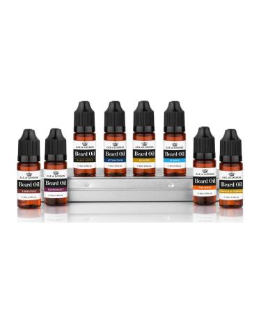 Jax of London 8 Bottles of Beard Oil for Men 10ml each Various beard care oils in a set beard growth oil for men with Vitamin E Avocado Almond oil Luxury scented beard oil Men s Cologne Fragrance Combo Pack 6.25 ml (Pack of 8)