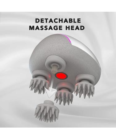 Portable Mini Scalp Massager | IPX7 Waterproof | Rechargeable Head Massager for Stress Relief | Bamboo Wood Base | Removable Nodes | Silver - Buy Online on GoSupps.com