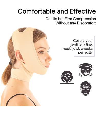 Chin Compression Garment Strap for Face Lift and Neck Cover - M Beige - Buy Online on GoSupps.com