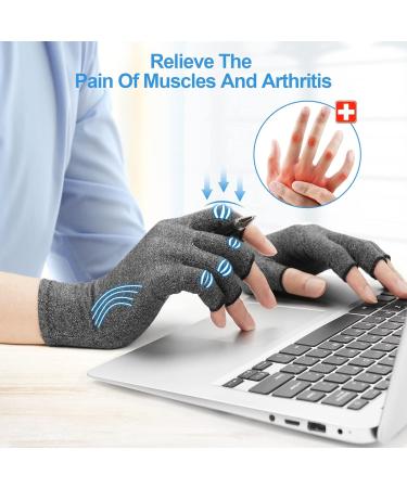 ACWOO Arthritis Compression Gloves for Pain Relief - Unisex Fingerless Design in Grey (M) - Buy Online on GoSupps.com