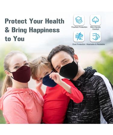 9 Pack Reusable Cloth Face Mask - 4D 4 Layer 100% Cotton Masks with Adjustable Ear Straps & Nose Wire for Women Men | Breathable & Washable - Buy Online on GoSupps.com
