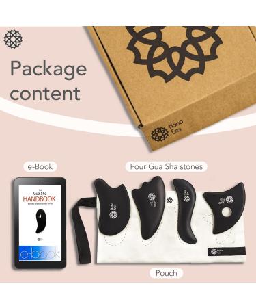 Large Gua Sha Massage Set - 4Pcs - Facial Stones for Skincare & Therapy - Scraping Tools with E-Book - Bian Stone Gu Sha - Buy Online on GoSupps.com