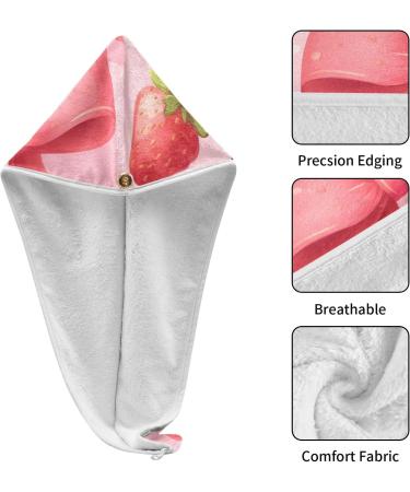 Bow Tie Strawberry Hair Towel 2 Pack | Super Absorbent Quick Dry Hair Turbans for Women & Girls - Buy Online on GoSupps.com