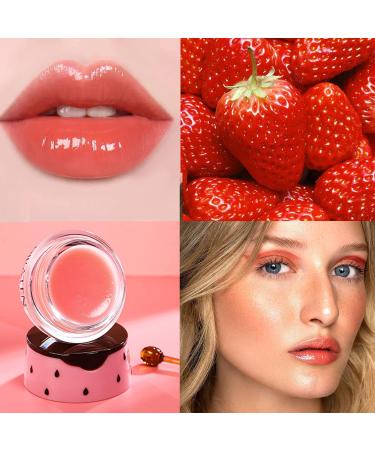 Bee Balm Lip Balm Honey Pot Strawberry with Vitamin E | Hydrating & Preventing Dry Cracked Lips | Exfoliating Lip Scrub with Propolis | Moisturizing Honey Lip Mask | Reduces Lip Lines | Includes Brush - Buy Online on GoSupps.com