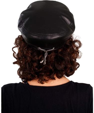 Mumcu's Black Leather Women's Fisherman Style Visor Beret Newsboy Cap - Buy Online on GoSupps.com